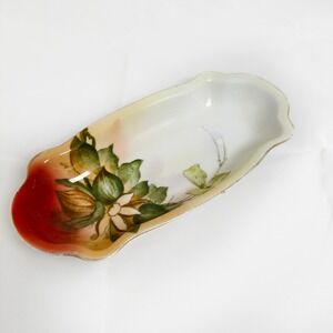 Antique Royal Rudolstadt Prussia Hand-Painted Cotton Trinket Dish Beyer & Bock